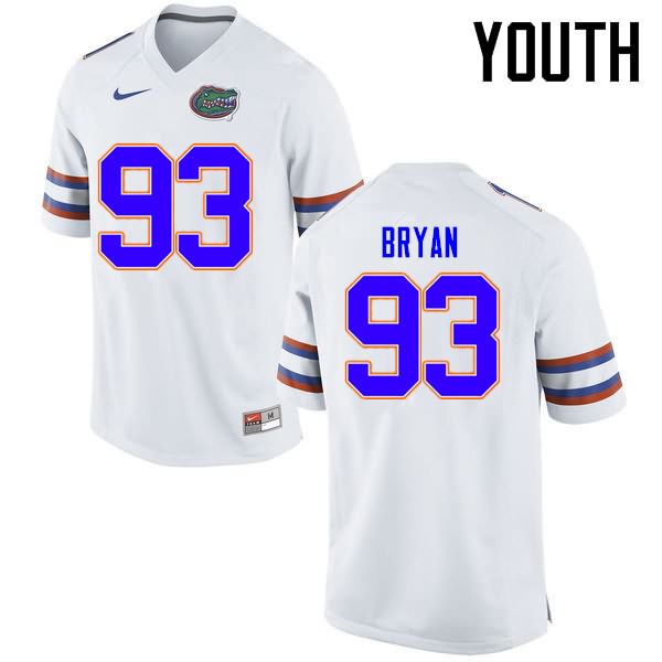 NCAA Florida Gators Taven Bryan Youth #93 Nike White Stitched Authentic College Football Jersey CPZ4164ZE